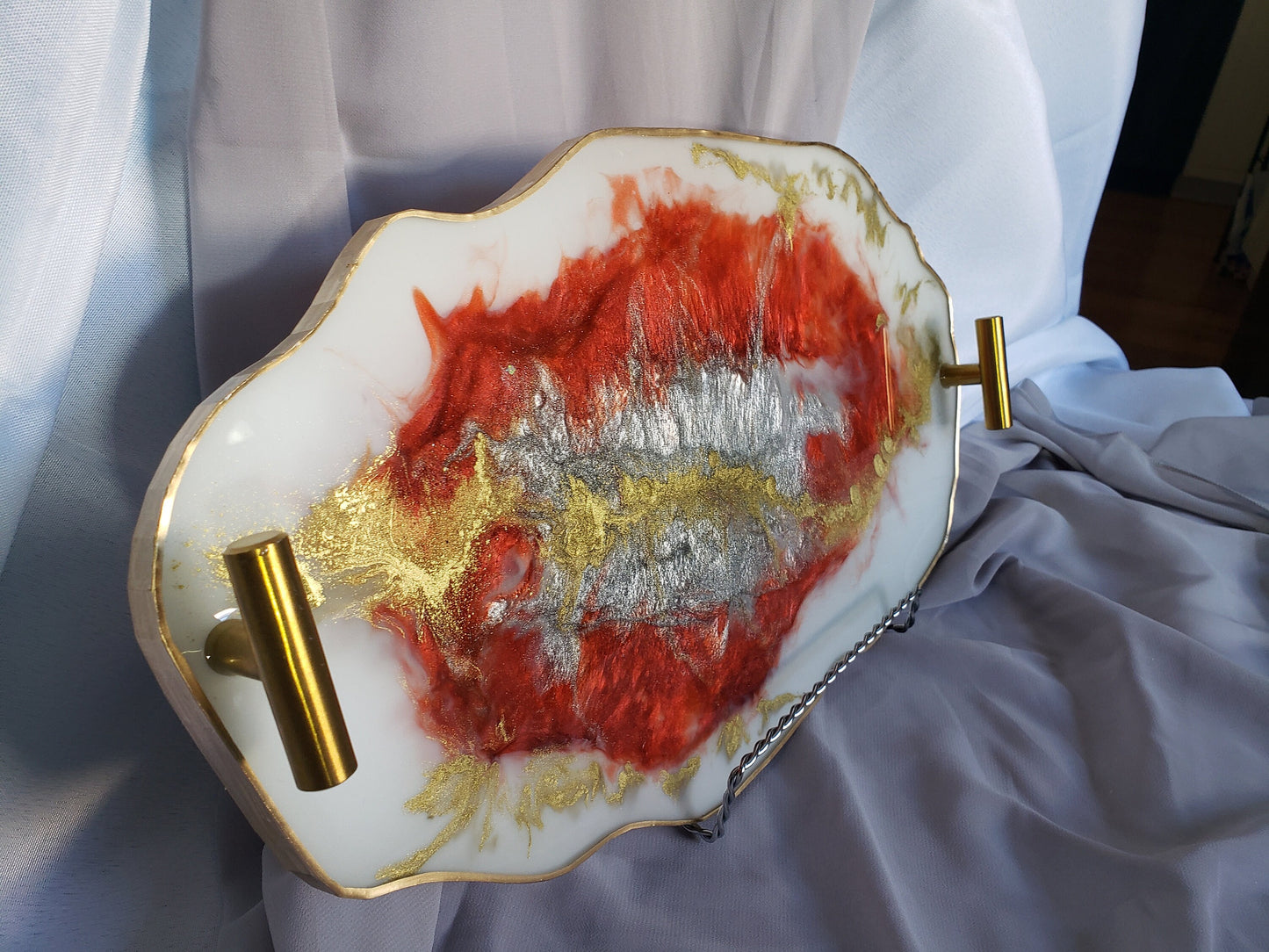 Serving tray. Agate geode shape tray multi use platter . Home décor or mantel art, Candle or jewelry tray. Housewarming, wedding gift