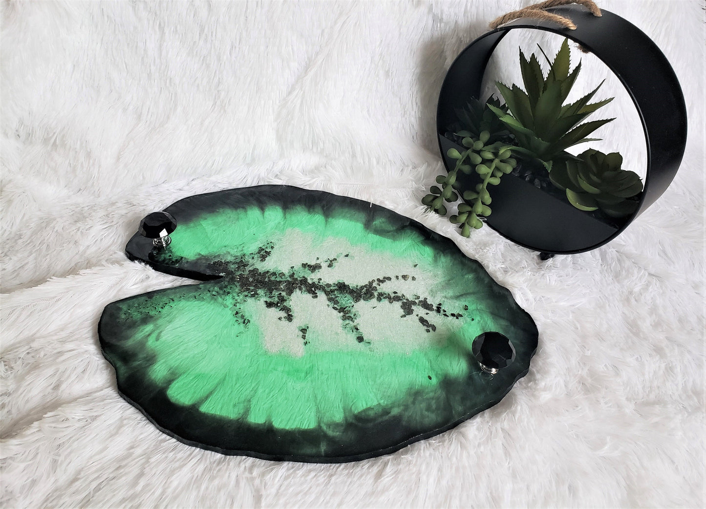 Geode resin vanity tray. Agate square shape tray with handles. Perfect home accent or housewarming gift. Jewelry storage