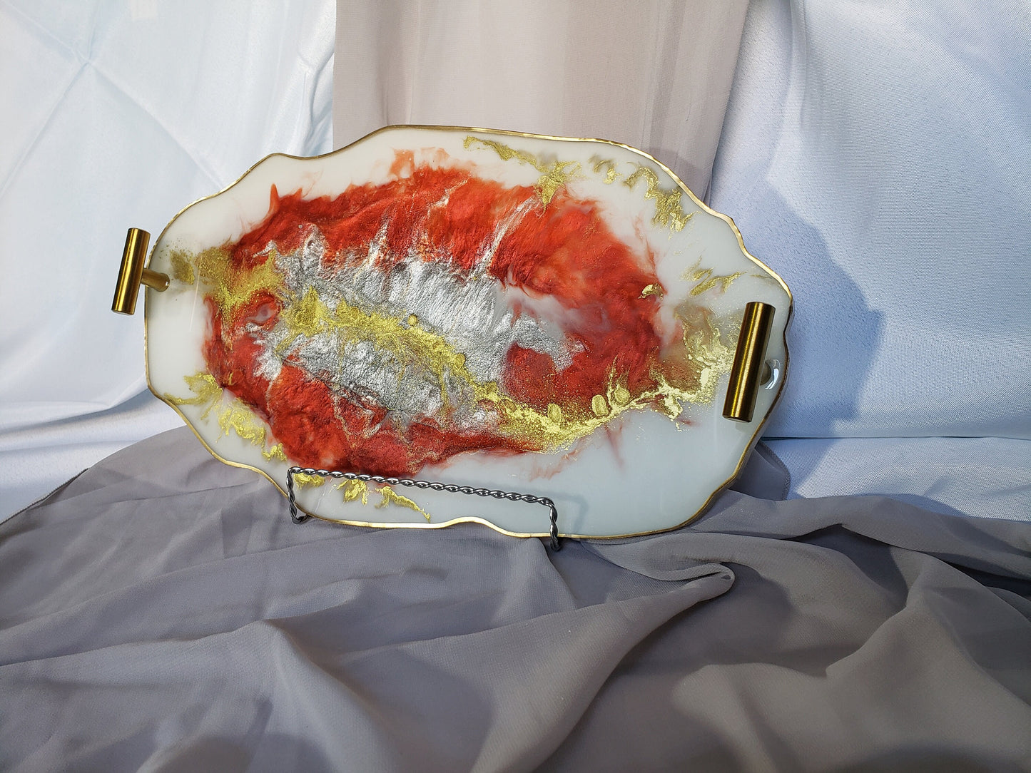 Serving tray. Agate geode shape tray multi use platter . Home décor or mantel art, Candle or jewelry tray. Housewarming, wedding gift