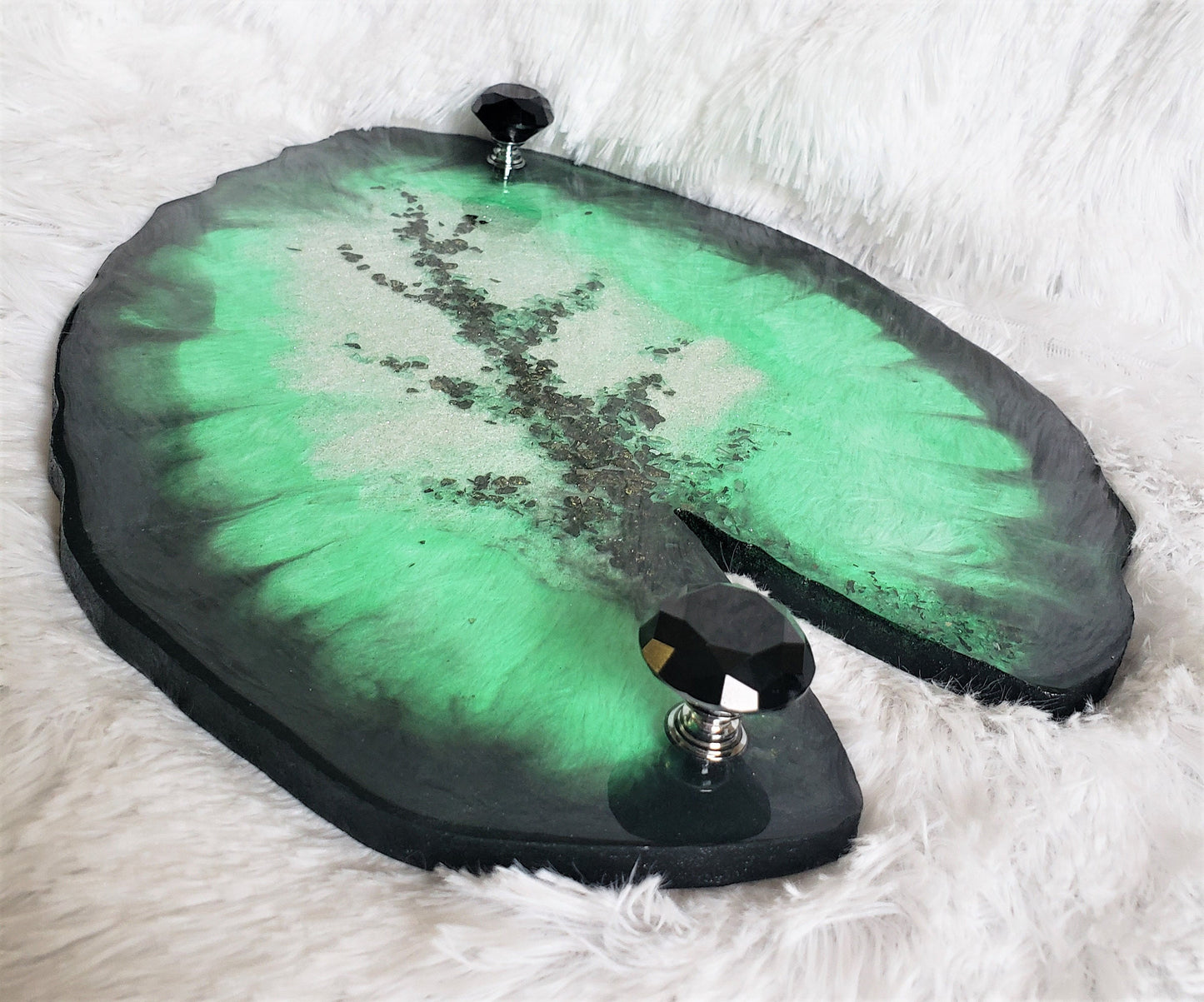 Geode resin vanity tray. Agate square shape tray with handles. Perfect home accent or housewarming gift. Jewelry storage