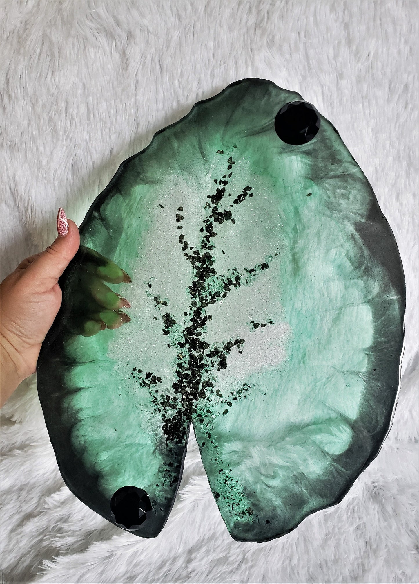 Geode resin vanity tray. Agate square shape tray with handles. Perfect home accent or housewarming gift. Jewelry storage