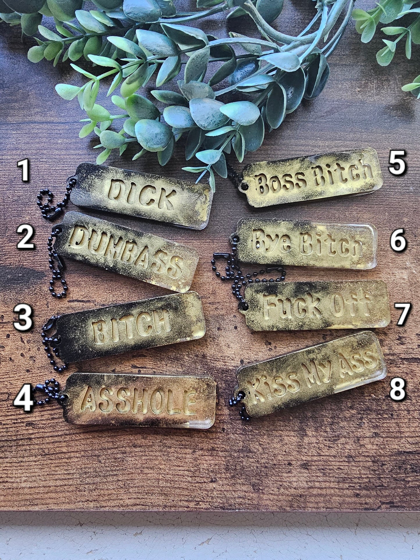 Swear Word Keychain | Resin | Gifts | Funny | Stocking Stuffer | Luggage Tag | Car Pendant | Gag Gift | Pet Tag | Sarcastic Words